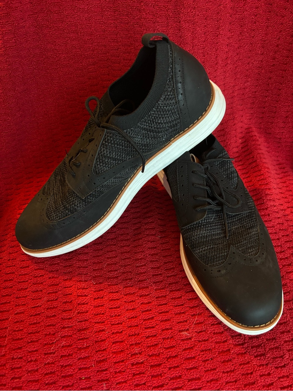 Men's Black Knit Wingtip Derby Oxfords